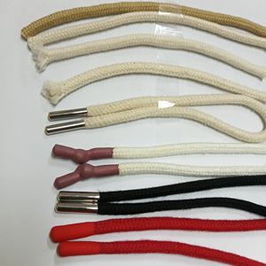 Cordón redondo 100% algodón con puntas metálicas, extremo de cuerda con acabado especial, accesorios de ropa para sudaderas, pantalones y chaquetas. - Product Image 5