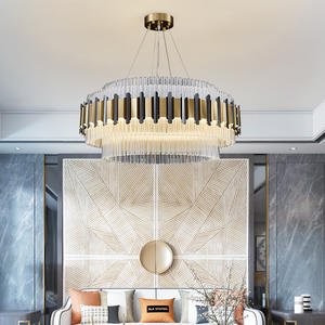 Lámpara de restaurante de dormitorio de araña de cristal de lujo de acero inoxidable de Altura ajustable de diseño único para sala de estar - Product Image 2