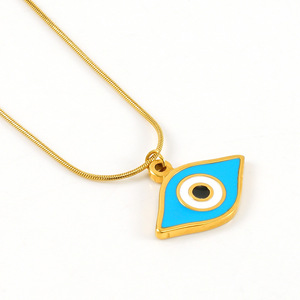ZOGXIN Evil Eye Pendant Necklace Gold Blue Enamel Chain Women Fashion Jewelry Clavicle Chain Party Accessory - Product Image 4