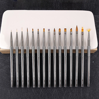 Pinceau à ongles en métal Oem avec manche en forme de fleur pour ongles, 15 pièces, pinceaux personnalisés pour ongles