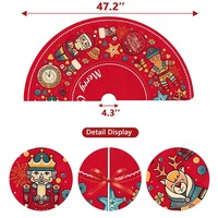 Tapis de base d'arbre de Noël rond personnalisé, motif dessin animé rouge vintage, aquarelle, Père Noël, Casse-Noisette, Homme en pain d'épices, décoration de Noël