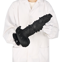 Vente en gros de dildo anal noir à pointes avec texture à grosses particules S-XXL, jouet sexuel unisexe