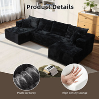 Canapé modulaire en L moderne avec fonction couchage, haute capacité de charge, en velours côtelé, emballé roulé, sectionnel, DIY, pour salon et hôtel