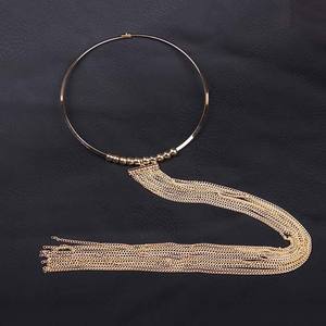 Collier long à pampilles dorées de style euro-américain, élégant et polyvalent, accessoire de mariage pour femme, collier audacieux pour soirée et bal - Product Image 3