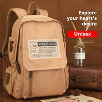 Sac à dos en toile imperméable grande capacité, style coréen, design couple, pour étudiants, école, voyage, ordinateur portable, avec fermeture éclair géométrique