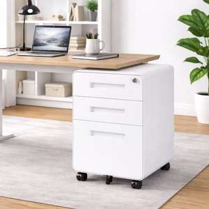 Armoire de classement mobile en métal à 3 tiroirs, sous le bureau, rangement de bureau - Product Image 2