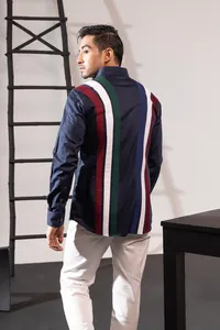 Camisa de Manga Larga con Cuello Abotonado, Tejido 100% Algodón, Diseño Sólido, Casual, Verano, Transpirable, Secado Rápido - Product Image 2