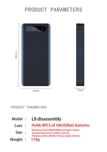 ערכה מעטפת בנק חשמל דו 8 * מארז 18650 מטען סוללה עם מקרה נתיק ללא סוללה - Product Image 6