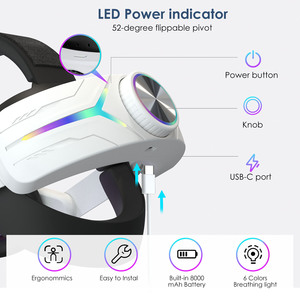 New for Mea Qest 3 with RGB Headset and VR Headset with 8000mAh for Mta Qest 3 VR <strong>Accessories</strong> - Product Image 5