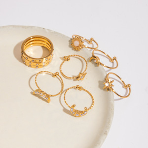 Elegant Star Moon Zircon <b>Ring</b> <b>Set</b> For Women <b>Gold</b> Tone Jewelry Gift Fashion <b>Rings</b> - Product Image 4