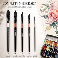 Ensemble de pinceaux professionnels pour artistes, en poils synthétiques d'écureuil, à pointe fine, pour aquarelle et peinture acrylique