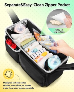 Sac de rangement pour poussette de grande capacité, organisateur de poussette réglable avec 2 porte-gobelets isothermes, sac de poussette facile à nettoyer - Product Image 4