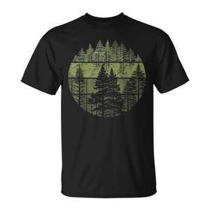 Camiseta gráfica vintage con diseño de árboles del bosque, naturaleza, aire libre, unisex, talla mediana para adultos - Product Image 1