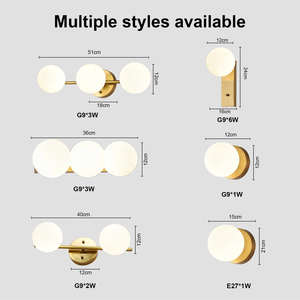 <span class=keywords><strong>Applique</strong></span> Murale Luxe Dorée à 3 Têtes en Verre, Style Nordique Moderne, pour Chambre, Chevet, Salon, Hôtel, Décoration Intérieure - Product Image 3