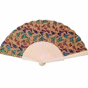 Éventail en liège portugais authentique de 23 cm, écologique et végétalien, idéal pour les fournitures promotionnelles et les événements. - Product Image 1