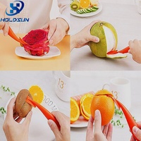 Éplucheur d'agrumes manuel en plastique de qualité alimentaire, design magique portable, couleur personnalisée, pour la maison, la cuisine, le camping, les voyages, les hôtels