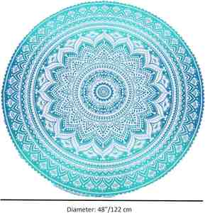 Bohemian Beach Blanket <b>Mat</b> Sand Proof <b>Large</b> Microfiber Floral Printed Boho Tassel Turkish Round Beach Towel - Product Image 3
