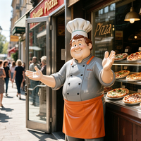 Escultura de Chef de Restaurante Moderna Personalizada para Exteriores, Escultura de Chef Gordo de Resina de Tamaño Real para la Venta
