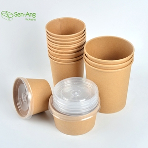 SenAng05 Promozione: Grande Ciotola per Porridge 350Ml, Doppia Parete, Ecologica, Usa <span class=keywords><strong>e</strong></span> Getta, Rotonda in Carta Kraft con Coperchio - Product Image 2