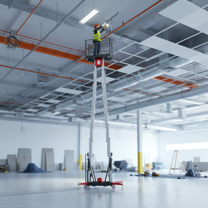 4m-<span class=keywords><strong>10m</strong></span> 전동 리프팅 플랫폼 이동식 수직 유압 알루미늄 합금 리프트 단일 마스트 고소작업대 - Product Image 3