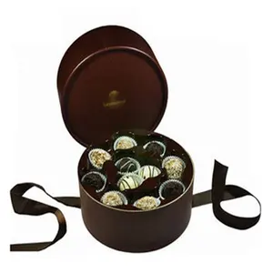 2023 Caixa de chocolate redonda caseira para presente com estampa, designs personalizados são aceitos