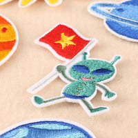 Écusson brodé en tissu personnalisé Insignes spatiaux cousus sur des patchs de broderie extraterrestre Écusson tissé pour vêtements d'astronaute