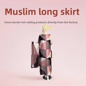 ชุดเดรสยาวแบบคาฟตันลายเรขาคณิต ผ้าโพลีเอสเตอร์ สไตล์อาบายาแอฟริกันและตะวันออกกลาง ขายดีข้ามพรมแดน จากโรงงานโดยตรง - Product Image 1