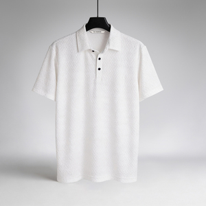 Camiseta Polo Blanca para Hombre, Corte Regular, 175 GSM, 98% Poliéster, 2% Elastano, Jacquard, Gran Venta - Product Image 1