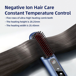 Tùy biến nhà máy nhiệt độ hiển thị <span class=keywords><strong>LCD</strong></span> hiển thị không dây sưởi ấm không dây ion âm tóc ép tóc lược - Product Image 3