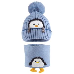 Chapeau <span class=keywords><strong>en</strong></span> tricot pour bébés d'hiver, chapeau pour bébé et tout-petit, chapeau d'hiver chaud avec pompon et cache-oreilles, ensemble <span class=keywords><strong>écharpe</strong></span> pour garçons et filles de 1 à 3 ans - Product Image 1