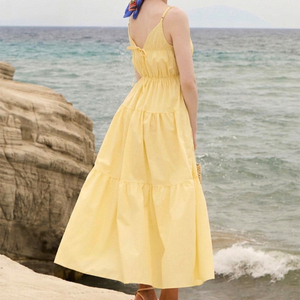 Vestido Largo de Verano para Mujer Enyami, con Tirantes Finos, de Algodón, Escote en V Profundo, Sin Mangas, con Lazos en la Espalda, Informal, para Estar en <span class=keywords><strong>Casa</strong></span> o la Playa - Product Image 6