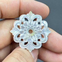 Cabochon en nacre naturelle blanche sculpté en forme de fleur, incrustation florale ajourée pour la fabrication de bijoux