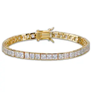 6 millimetri 7 pollici Hip-Hop Bracciale In Oro Argento Placcato Micro Spianare AAA Cubic Zirconia Ghiacciato Fuori Bling Box braccialetto a catena Degli Uomini di Regalo braccialetti