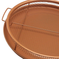 2 Pcs Panier rond en cuivre pour bac à légumes, panier à croustiller pour friteuse à air, panier pour friteuse à copeaux et plateau de cuisson pour biscuits