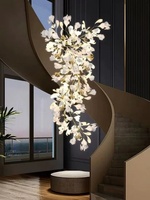 Lustre en céramique de luxe avec pendentif floral, sur mesure pour les entrées, les escaliers, les plafonds hauts, la décoration de grands hôtels