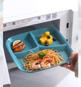Assiettes Carrées à 3 Compartiments en Plastique, Design Moderne, pour Enfants, Micro-ondables, Idéales pour une Alimentation Saine, la Perte de Poids <span class=keywords><strong>et</strong></span> le Camping - Product Image 5