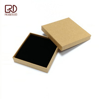 ROGOOD-Caja de embalaje de papel Kraft marrón, 9x9x2cm, para collar/Cadena de pulsera, esponja de espuma de terciopelo negro, P1229