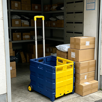 Chariot pliable en plastique durable avec roues pour le déménagement, les courses et le linge
