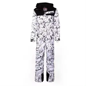 Oem Professionele Waterdichte Witte Zwarte Winterkraan Op Maat Print Heren Ski & Sneeuw Kleding Jas Skipak Jumpsuit