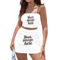 Ensemble 2 pièces personnalisé pour femme : Crop top à bretelles et mini-jupe moulante – Tenue d'été décontractée et sexy pour adolescentes