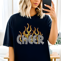 Nouveau design personnalisé Cheer Fire en strass, transfert thermique pour t-shirts