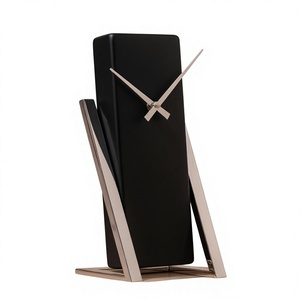Minimalist Black Rectangle <b>Desk</b> Clock Analog Quartz Silent Metal Design Office Home Decor - Product Image 2