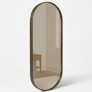 Modern Minimalist Iron <b>Frame</b> Full Length Wall <b>Mirror</b> Pill Shape <b>Gold</b> Finish Decorative Vanity <b>Mirror</b> Luxury Home Decor - Product Image 1