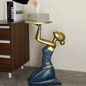 Scultura Creativa di Ragazza Africana in Resina, Oggetto Decorativo per Soggiorno, Ufficio, Arredamento Casa, Regalo - Product Image 3