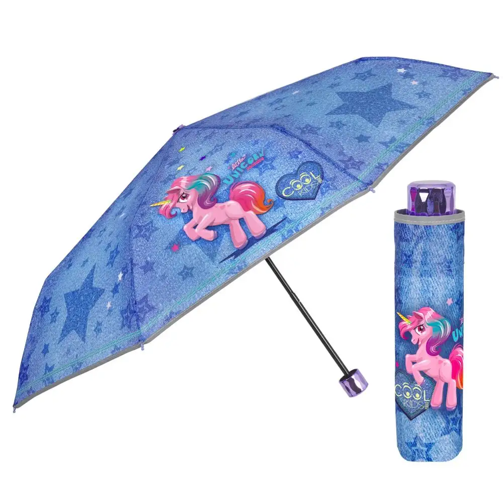 High Quality Wholesale Custom 3 Fold Automatic Flashlight Umbrella Star and Unicorn printed umbrella folding umbrella windproof