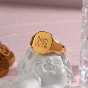 Cincin Inisial Huruf Baja Anti Karat Dreamshow, Cincin Inisial Huruf Emas Kustom, Cincin Inisial Kepribadian - Product Image 3
