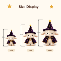 Peluche de mouton agneau d'Halloween personnalisée, jouet en peluche doux, poupée magique sorcière avec chapeau et cape étoilée, décoration, faible MOQ, support OEM ODM