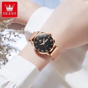 OLEVS 2920 Montre <span class=keywords><strong>femme</strong></span> quartz élégante avec bracelet en acier inoxydable lumineux, logo personnalisé OEM, calendrier, cadeaux élégants pour femmes - Product Image 4