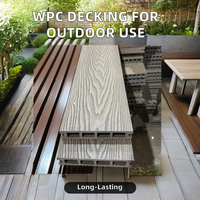 Planche de terrasse composite WPC brossée moderne pour extérieur, 18 mm, étanche, à rainures, installation par clips, grain de bois 3D