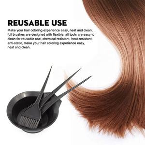 Thungroway-ensemble de 4 pièces de pinceaux à teinture et de bol professionnels, accessoires pour coloration des cheveux noirs, avec pinceau de coloration pour chevelure, teinte de queue et brosse pour les bords - Product Image 6